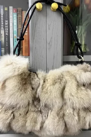 Winter Fox Fur Bag Women's Bag Fashion Handbag Ladies Bags Purses Women Shoulder Bag Real Silver Fox Fur Messenger Bags