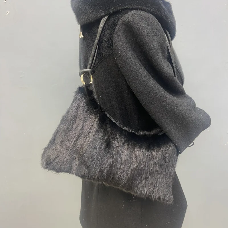 Real Mink Fur Bag Shoulder Bag Luxury Women Purses and Handbags High Quality Fur Crossbody Bags For Women Handbag - Image 2