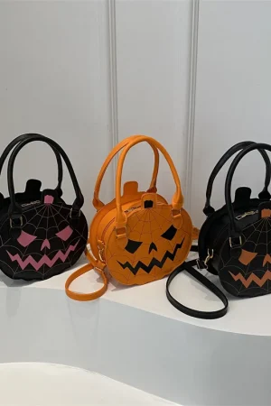 Halloween Purse, Funny Weird Pumpkin Purse, Handheld/Shoulder/Crossbody Pumpkin Bag, Zipper Halloween Crossbody Bag for Women