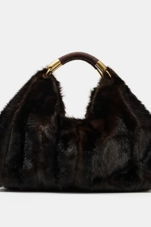 MAXI FAUX FUR BAG, Fuzzy Fur Fluffy Large Handbag, Women's Fashionable Tote Bag, Elegant Ladies Luxury Designer Shoulder Bags
